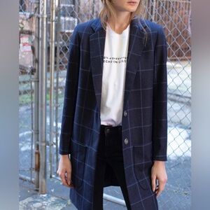 100% Italian Wool Checkered Women's Coat